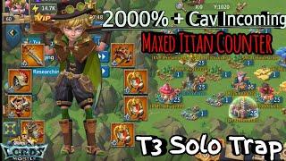 Lords Mobile - T3 Solo Trap got G@ng B@nged by Ar.  Maxed Titan Crazy Counter .