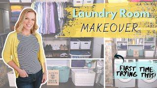 Makeover Time - Declutter & Organize this laundry room on a tiny budget and make it pretty