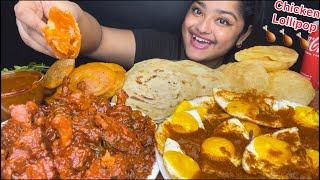 SPICY CHICKEN LOLLIPOP  SPICY SUNNY SIDE UP EGG CURRY  ALOO MASALA PURI LACCHA PARATHA & LUCHI