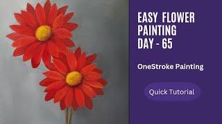 Painting red flowers on a misty gray background  Easy Painting Day-65