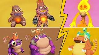 All Monsters Comparison My Singing Monsters vs Dawn of Fire vs The Lost Landscapes