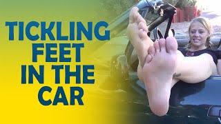 Tickling feet in the car #Tickling #Feet #outside