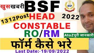 BSF RO RM Form Kaise Bhare 2022  BSF RM RO Online Apply 2022  BSF RO RM Form Apply 2022  BSF 2022