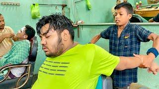 The Best Relaxing ASMR Head Neck Back & Hands Massage By Small boyKid Barber in Bangladesh 