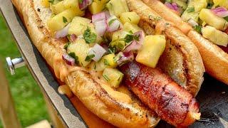 FOOTLONG Bacon Wrapped Hawaiian Hot Dogs  For National Hot Dog Day