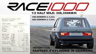 VW Golf Mk1 AWD 1000+HP RACE 1000 Half Mile 30835kmh 2017