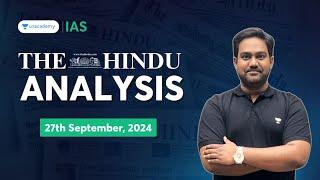 The Hindu Newspaper Analysis LIVE  27th September  UPSC Current Affairs Today  Chethan N