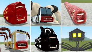 ALL TRAIN EATER VS HOUSE HEAD VS BUS EATER BUILDER VS BUS EATER MONSTER IN GARRYS MOD