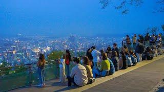 4K HDR Night Walk N Seoul Tower and Beautiful Trail Tour Korea