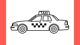 How to draw a TAXI step by step  drawing taxi car easy  draw ford crown victoria taxi car