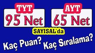 tyt 95 ayt 65 net sayısalda kaç puan kaç sıralama getirir