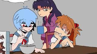 rei eating a bowl of cereal evangelion fan comic dub