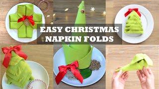 5 Beautiful Christmas Napkin Folds - 6 minute video tutorial - Episode 38