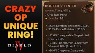 HUNTERS ZENITH Powerful Unique Druid Ring in Diablo 4