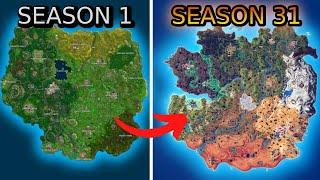 Entire Evolution of the Fortnite Map Chapter 1 Season 1 - Chapter 5 Season 4