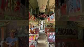 Abandoned trains in the middle of the desert