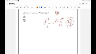 CSAT 2023 Answer Key - What is the remainder if 2^192 is divided by 6?