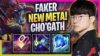 FAKER CRAZY NEW META CHOGATH MID - T1 Faker Plays Chogath MID vs Azir  Season 2024