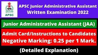 APSC JAA Written Exam 2022 E - Admission Certificate & Instructions to Candidates Official Update