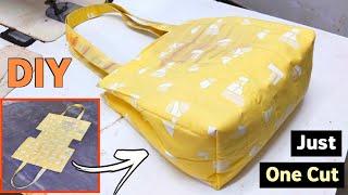 सिंगल एक कट लगाओ और बैग तैयार  Handbag making at home  Bag cutting and stitching lunch bag purse