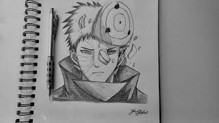 How to draw Obito Uchiha sketch drawing 