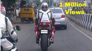 Thala ajith driving his new bike Hayabusa 1300 followed by his fan in ECR