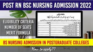 Post RN BSc Nursing Admission 2022 BS Nursing Admission in Postgraduate CollegesHow to Apply?