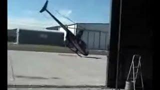 Helicopter Close Call Take Off with Robinson R44 Raven II Near Rotor Strike Accident at Airfield