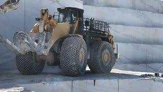 Komatsu And Caterpillar Wheel Loaders Working On Marble Quarries - 3 Hours Movie