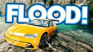 FLOOD ESCAPE In Giant Crater  BeamNG Drive
