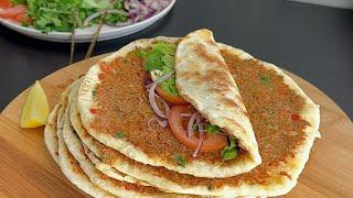 Lahmacun Turkish Pizza in the Pan Easy to make and delicious Turkish cuisine