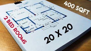 20 x 20 SQFT HOUSE DESIGN II 2 BHK HOUSE PLAN II 400 SQFT HOME DESIGN