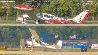 TWO INCIDENTS AT OSHKOSH Cessna 310 Gear Collapse & Cessna 180 Ground Loop