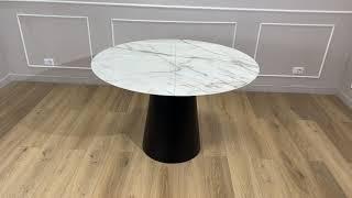Table extensible ronde BEATRICE - table à manger avec plateau en céramique effet marbre
