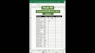 Flash fill columns  Autofill excel shorts Shortcuts that Speed-up work 