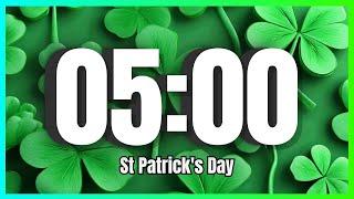 5 Minute Timer With Music - St Patricks Day  Happy - Clover - Classroom 