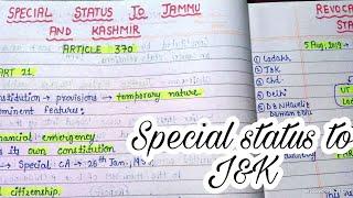 Special status to jammu and kashmir  lec.57  Handwritten notes  Indian Polity  An aspirant 