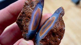 Cutting Premium Malawi Agates Open w Lapidary Saw