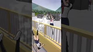 A student is pushed off a rooftop while cleaning Yandere Simulator #shorts