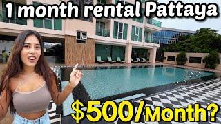 Touring a $500 Pattaya Condo for 1 month Rent  Thailand House Review