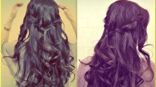 EASY PROM HALF-UP UPDO HOW TO WATERFALL ROPE BRAID HAIRSTYLES FOR MEDIUM LONG HAIR TUTORIAL