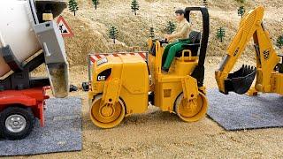 Construction Vehicles Toys Road Repair with Road Roller Dump Truck Cement Mixer
