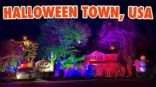 HALLOWEEN TOWN USA - HAUNTED REVEAL 4K Drone
