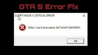 Script Hook V Critical Error Fatal Cant find native 0xF7AF4F159FF99F97 in GTA 5 2020 Tutorial