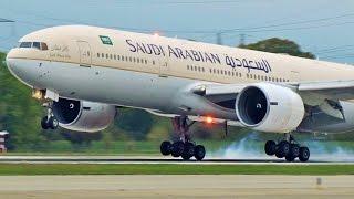 FullHD Saudi Arabian Boeing 777-200ER landing & takeoff at GenevaGVALSGG