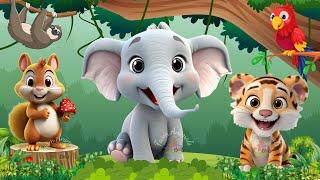 Animal Sounds Around Us Elephant Sloth Parrot Tiger Sheep Cat Hen  Animal Moments