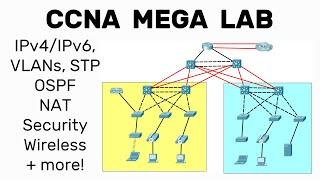 Complete Network Configuration  CCNA Mega Lab  OSPF VLANs STP DHCP Security Wireless + more