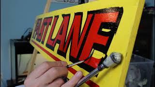 The making of a hand painted retro auto sign - The art of SIGN PAINTING Signwriting  Lettering
