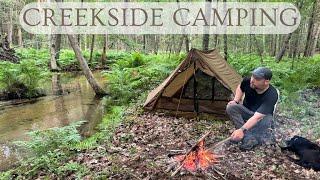 Bikepacking to a Creekside Tent Camp with my DOG