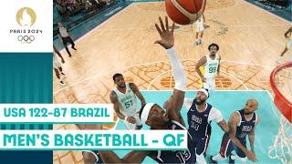 USA overpowers Brazil 122-87 in men’s basketball quarter-final  #Paris2024 highlights